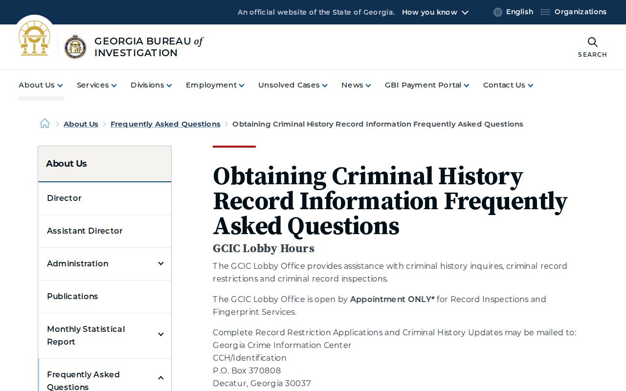 GBI criminal history information guidance