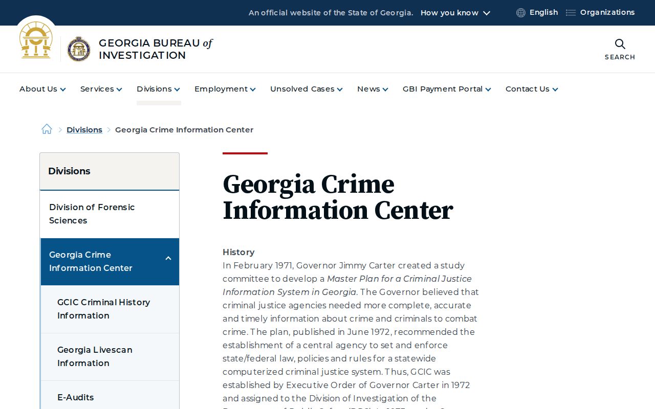 Georgia Crime Information Center official page