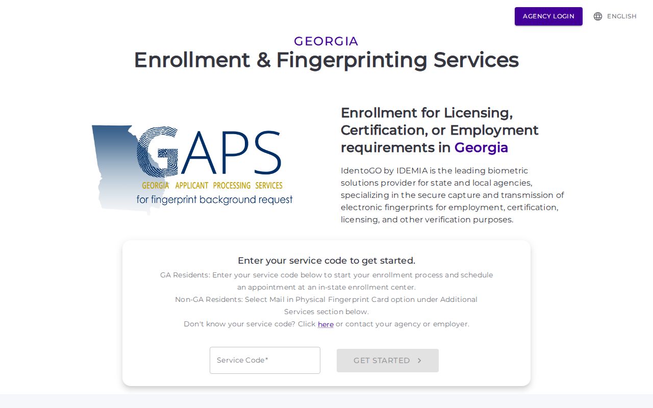 Georgia IdentoGO appointment website