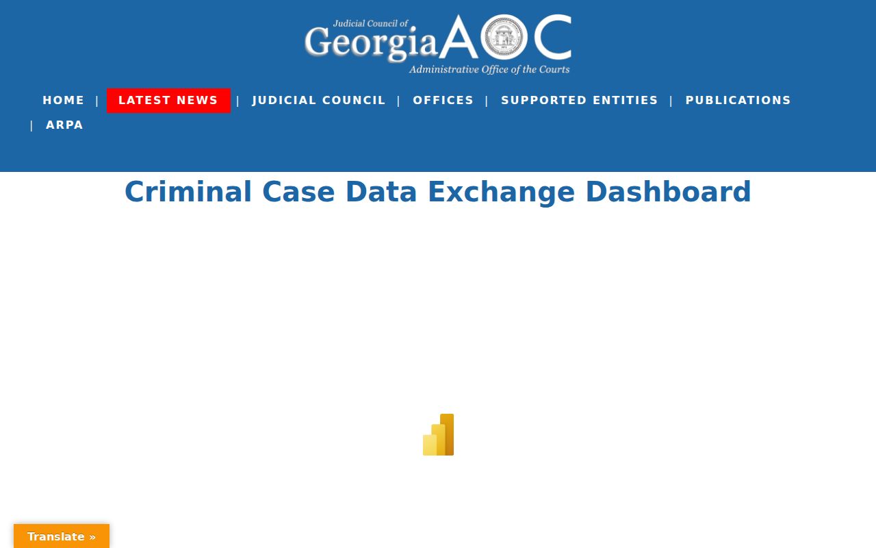 Georgia Judicial Council criminal case data exchange dashboard