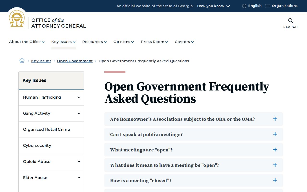 Georgia Attorney General open government information