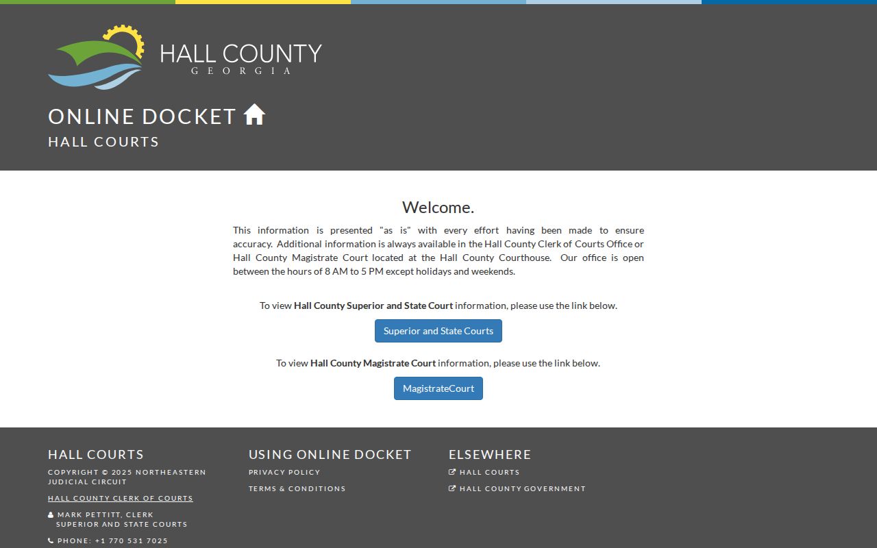 Hall County Online Docket gateway