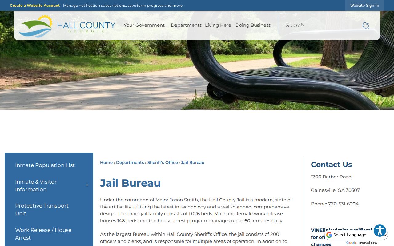 Hall County Jail Bureau official webpage